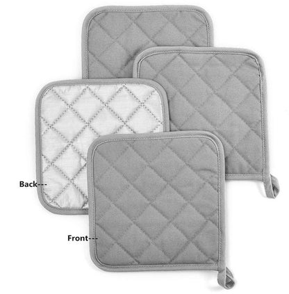 4-Piece Heat Insulation Mat Made of Pure Cotton - Silver Coated - Oil-Repellent - Heat Insulation Mat - Baking Towel - Pot Holder - Kitchen Oven Household Heat-Resistant Anti-Scald Placemat - Image 3