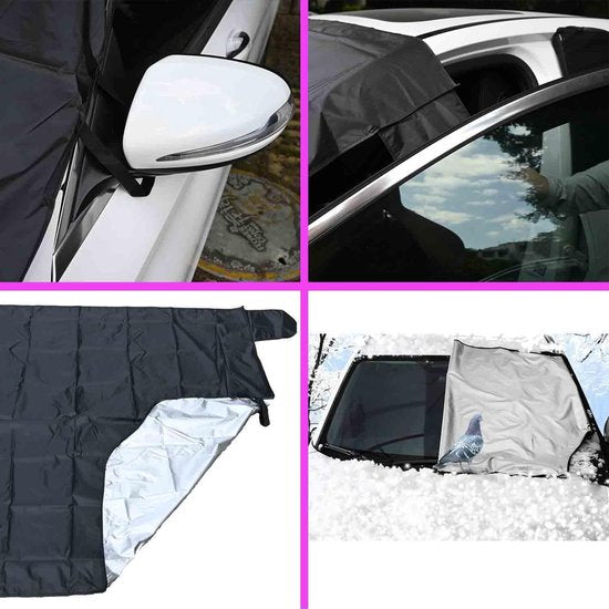 Windshield Cover - 147*90cm Winter Car Windshield Cover - Antifreeze Window Snow Cover - Car Anti-Ice and Antifreeze Snow - Black - Image 3