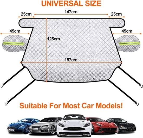 Car Sunshade for Windshield - Car Sun Visor - Winter Cover, Anti-Ice, Dustproof, UV Protection, Snowproof - Suitable for Most Car Models - 197*125cm - Image 5