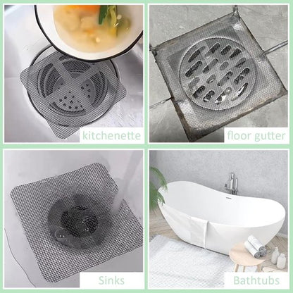 100-Piece Shower Drain Filter - Sticky Hair Shower Filter - Sink Filter, Bathtub, Bathroom & Kitchen Shower Drain Filter Sticker - 10cm - Gray - Image 4