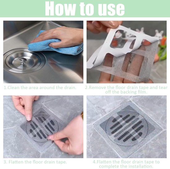 100-Piece Shower Drain Filter - Sticky Hair Shower Filter - Sink Filter, Bathtub, Bathroom & Kitchen Shower Drain Filter Sticker - 10cm - Gray - Image 6
