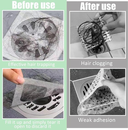 100-Piece Shower Drain Filter - Sticky Hair Shower Filter - Sink Filter, Bathtub, Bathroom & Kitchen Shower Drain Filter Sticker - 10cm - Gray - Image 7