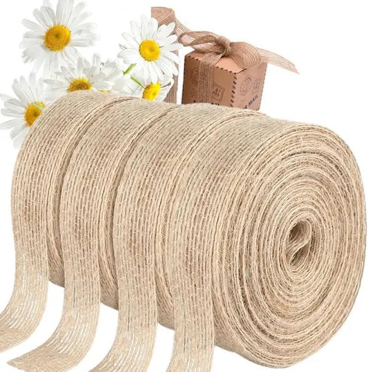 4 rolls of jute ribbon, 2 cm long - vintage style - total length 40 meters - gift box - party and wedding decoration - DIY crafts - gift wrapping - party gift ribbon