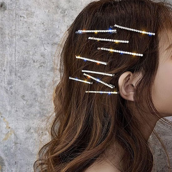 Sparkling Silver Hair Clips with Rhinestones (20 pcs) - Metal Hair Clips - Decorative - Hair Accessories for Women, Girls & Ballerinas - Party & Daily Hair Accessories - Image 6