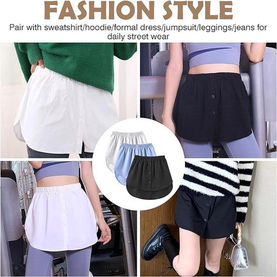 Three-Piece Extended Set - Women - Adjustable Layered Top - Midi Skirt - Layered Bra - Black, White and Blue (Size XL) - Image 5