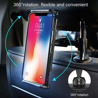 Smartphone holder - Multifunctional car phone holder with clip - Adjustable phone holder - Telescopic phone holder - Car phone holder for headrest, Car tablet holder for back seat - Black - Image 4