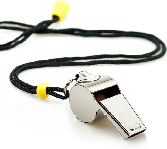 Whistle - 2-piece - Stainless steel sports whistle with lanyard - High volume whistle for survival and rescue - Suitable for coaches, referees and match officials - Image 4