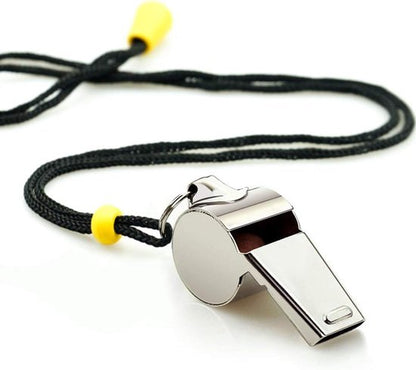Whistle - 2-piece - Stainless steel sports whistle with lanyard - High volume whistle for survival and rescue - Suitable for coaches, referees and match officials - Image 4