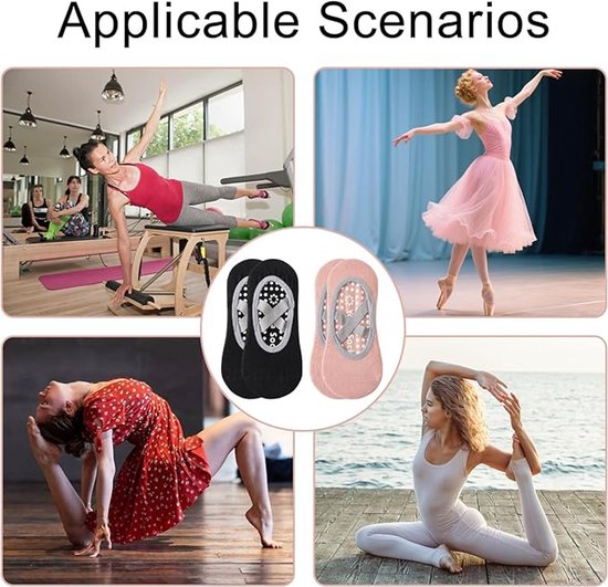 Yoga socks (2 pairs) - Non-slip socks - Women's non-slip yoga socks - Sizes 35-41 - Women's Pilates socks, non-slip - Fitness non-slip - Suitable for Pilates, Dance, Fitness - Image 3