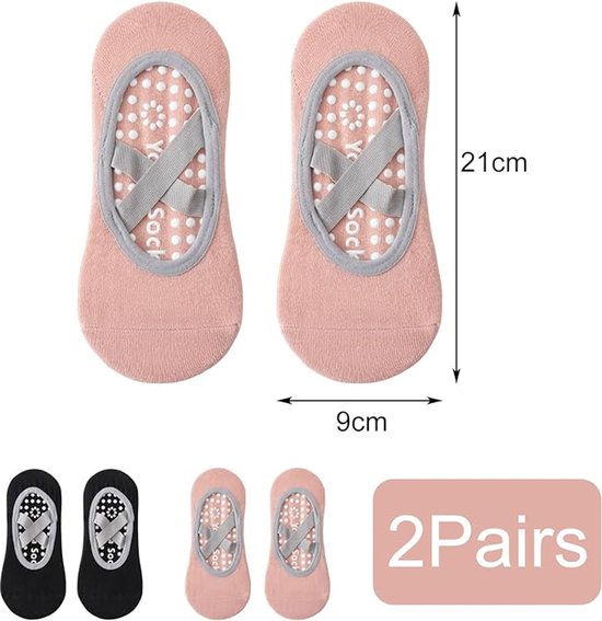 Yoga socks (2 pairs) - Non-slip socks - Women's non-slip yoga socks - Sizes 35-41 - Women's Pilates socks, non-slip - Fitness non-slip - Suitable for Pilates, Dance, Fitness - Image 6