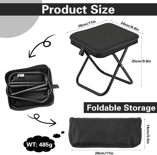 Folding Chair - Fishing Stool - Camping Folding Stool - Mini Folding Chair - Outdoor Folding Chair - Suitable for Travel, Picnics, Hiking, Fishing, Gardening (Black) - Image 5