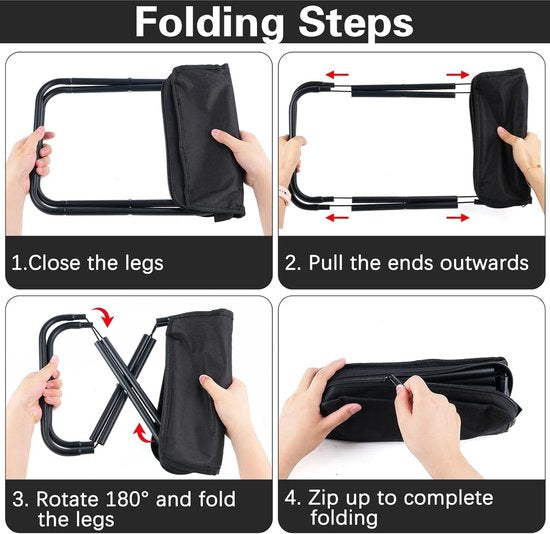 Folding Chair - Fishing Stool - Camping Folding Stool - Mini Folding Chair - Outdoor Folding Chair - Suitable for Travel, Picnics, Hiking, Fishing, Gardening (Black) - Image 6