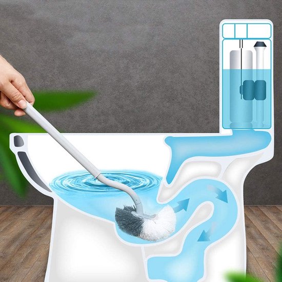 Toilet brushes - (2 pieces) - Toilet brush with rim cleaning brush - Curved toilet brush - Hanging toilet brush - S-shaped curved toilet brush - Image 3