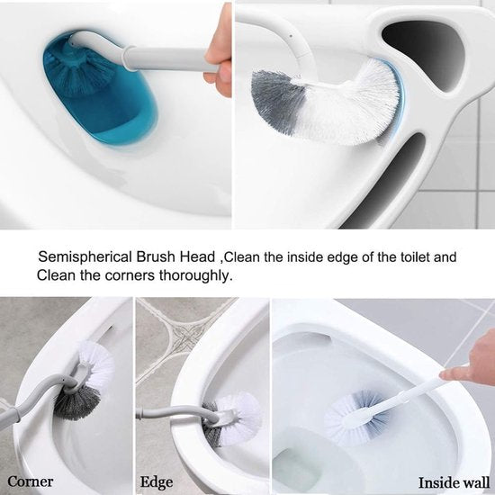 Toilet brushes - (2 pieces) - Toilet brush with rim cleaning brush - Curved toilet brush - Hanging toilet brush - S-shaped curved toilet brush - Image 4