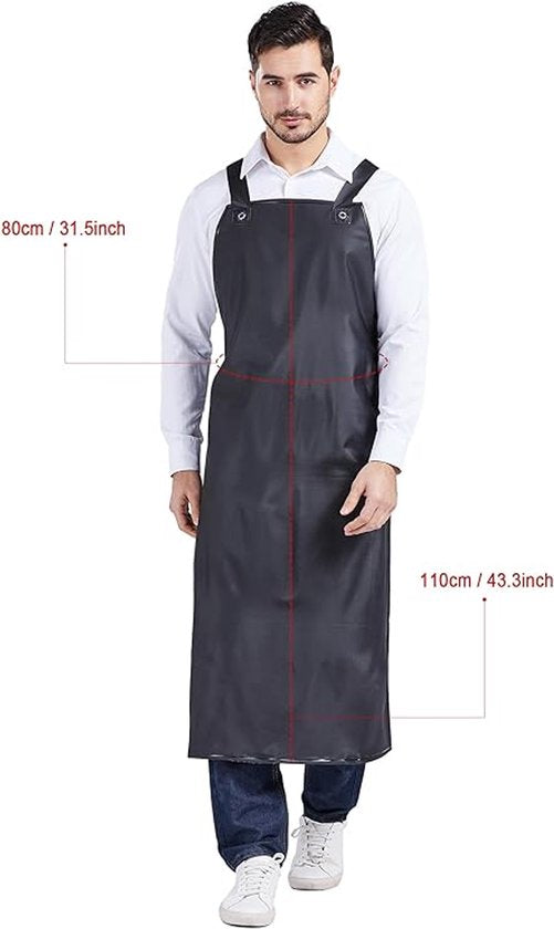 Waterproof Apron - Adjustable, Heavy-Duty Waterproof Apron - Apron - Extended - Extra Large - Waterproof Apron - Black - Image 2