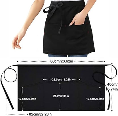 Kitchen Aprons - Women's Aprons - Half-Length Aprons - Unisex Kitchen Aprons - Restaurant, BBQ, Bar, Chef Aprons - Adjustable Aprons with Two Pockets - Black - Image 7