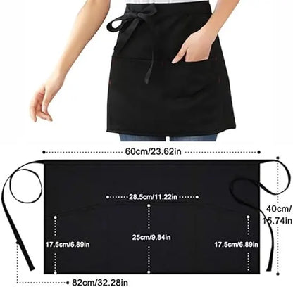 Kitchen Aprons - Women's Aprons - Half-Length Aprons - Unisex Kitchen Aprons - Restaurant, BBQ, Bar, Chef Aprons - Adjustable Aprons with Two Pockets - Black - Image 7