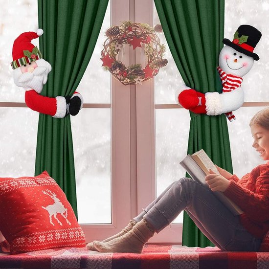 Christmas Themed Curtain Ties - (Set of Two) - Curtain Ties - Curtain Hooks - Snowman Design - Suitable for curtains, windows, wine bottle decorations, Christmas decorations, home and party decorations. - Image 5