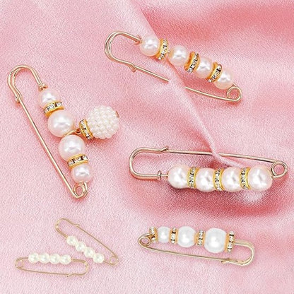 Safety pins - (8 pcs) - Pins - Decorative pins - Brooches - Can be used to fasten clothes, trousers, skirts, vests, necklaces, imitation pearl brooches - Suitable for women and girls - Extension for safety trousers - Image 2