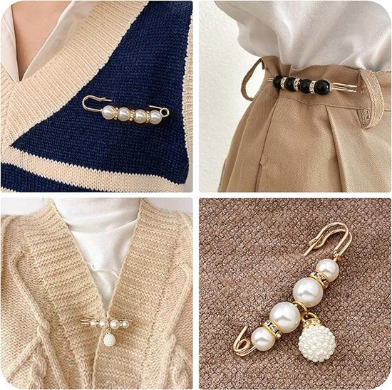 Safety pins - (8 pcs) - Pins - Decorative pins - Brooches - Can be used to fasten clothes, trousers, skirts, vests, necklaces, imitation pearl brooches - Suitable for women and girls - Extension for safety trousers - Image 3
