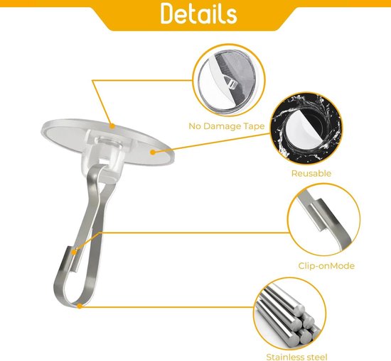 Hooks - (100 pieces per pack) - Self-adhesive hooks - Self-adhesive hooks - Self-adhesive ceiling hooks - Super strong adhesion - Small and transparent - Will not damage walls - No drilling required - Removable - Suitable for holidays, weddings, - Image 2