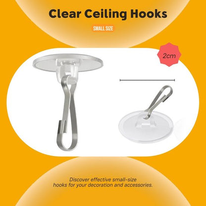 Hooks - (100 pieces per pack) - Self-adhesive hooks - Self-adhesive hooks - Self-adhesive ceiling hooks - Super strong adhesion - Small and transparent - Will not damage walls - No drilling required - Removable - Suitable for holidays, weddings, - Image 6