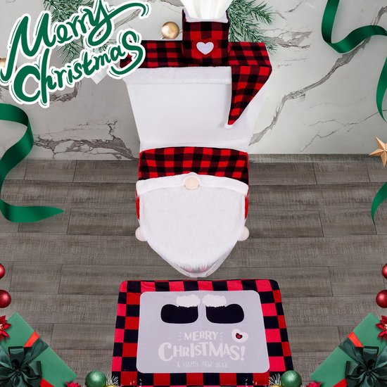 Toilet Seat Covers - Set of 4 - Christmas Toilet Seat Covers - Christmas Bathroom Accessories - Cute Christmas Dwarf Toilet Seats - Christmas Bathroom Decorations - Easy to Clean - Non-Slip Toilet Mats - Image 2