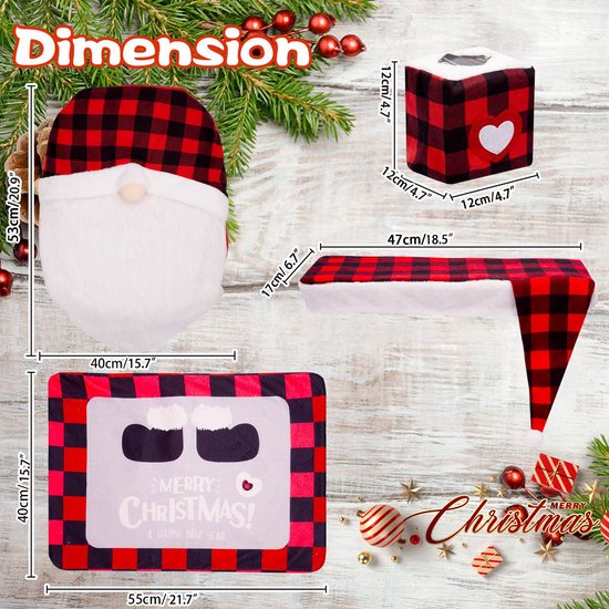 Toilet Seat Covers - Set of 4 - Christmas Toilet Seat Covers - Christmas Bathroom Accessories - Cute Christmas Dwarf Toilet Seats - Christmas Bathroom Decorations - Easy to Clean - Non-Slip Toilet Mats - Image 4