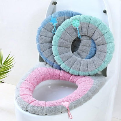 Toilet Seat Covers - 3-Pack - Soft Toilet Seat Covers - Soft and Comfortable Winter Toilet Seat Covers - With Hanging Ring - Reusable Toilet Seat Covers - Universal Toilet Seat Covers - Easy to Install - Pink - Green - Blue - Image 4