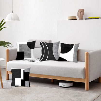Pillowcase - 4-pack - Pillowcases with abstract geometric pattern - 45x45 cm - Pillowcases with zipper - Black and white pillowcases (pillow insert not included) - Image 2