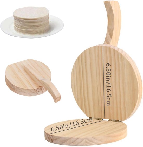 Tortilla Press - Natural Wood Tortilla Press - 6.5 Inch Round Tortilla Press with Handle - Tool for Making Homemade Tortillas, Burritos, Chapatis, and Tortilla Dough - Image 5