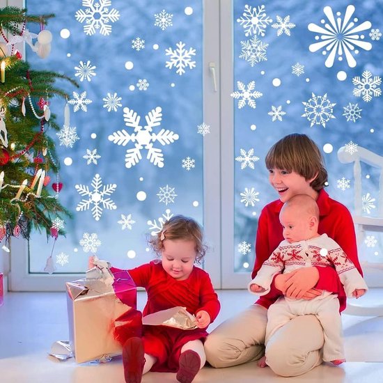 Christmas window stickers - Christmas - Window decorations - Stickers - Christmas decorations - 192 pieces PVC Christmas window decorations - Including Christmas snowflake and snowman patterns - Printed on both sides - For Christmas decorations - Image 3