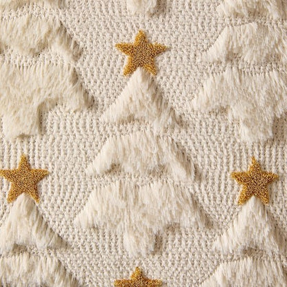 Christmas Pillowcases - 2-pack - White - Winter - White Christmas tree and star pattern - Sofa decoration - 45x45 cm (pillowcase not included) - Image 3