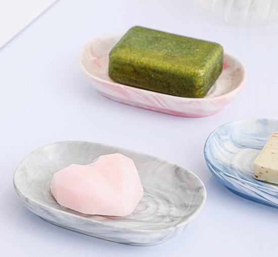 Soap Dish - Ceramic Soap Dish - Non-slip Marble Soap Dish - Bathroom Soap Holder - Suitable for Bathroom, Shower, Kitchen, and Travel - Pink - Image 5