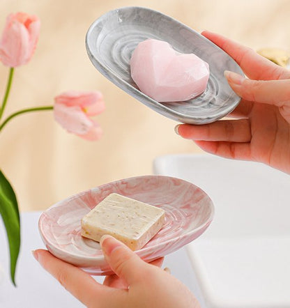 Soap dish - Ceramic soap dish - Non-slip marble soap dish - Bathroom soap holder - Suitable for bathroom, shower, kitchen and travel - Blue - Image 2