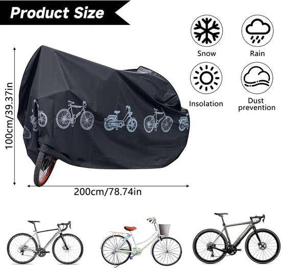 Bicycle cover - Motorcycle cover - Waterproof, dustproof and UV-resistant cover - Bicycle rain cover - Bicycle protective cover - Waterproof bicycle garage cover - Outdoor bicycle protective cover - 200 x 100 cm (Black) - Image 5