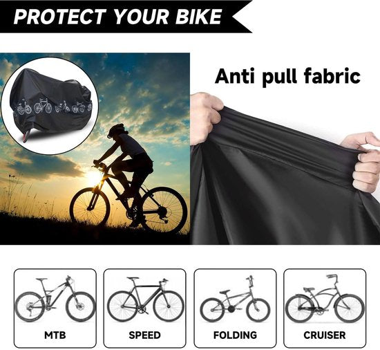 Bicycle cover - Motorcycle cover - Waterproof, dustproof and UV-resistant cover - Bicycle rain cover - Bicycle protective cover - Waterproof bicycle garage cover - Outdoor bicycle protective cover - 200 x 100 cm (Black) - Image 6