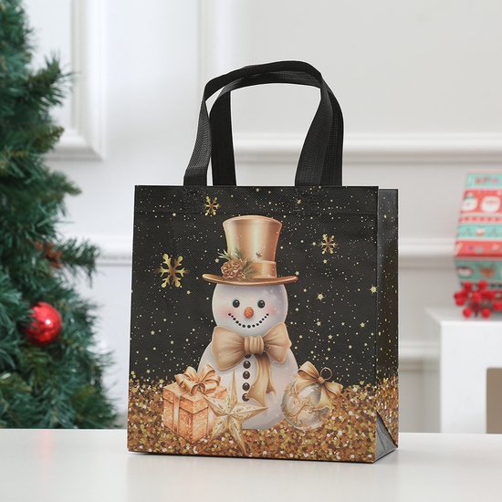 Gift Bags - Packaging Bags - Christmas Gift Bags - Foldable Laminated Waterproof Bags - Black - Candy Packaging Bags - Christmas Gift Bags - 23*22*11cm - Image 2