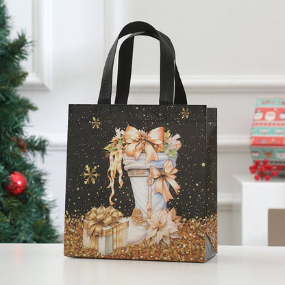 Gift Bags - Packaging Bags - Christmas Gift Bags - Foldable Laminated Waterproof Bags - Black - Candy Packaging Bags - Christmas Gift Bags - 23*22*11cm - Image 5