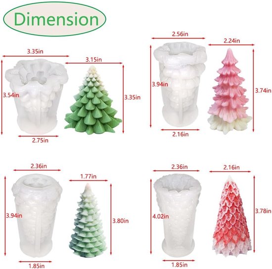 Mold - 4 pieces - Candle mold - Silicone Christmas tree mold set - Mold - Christmas gift - Image 2