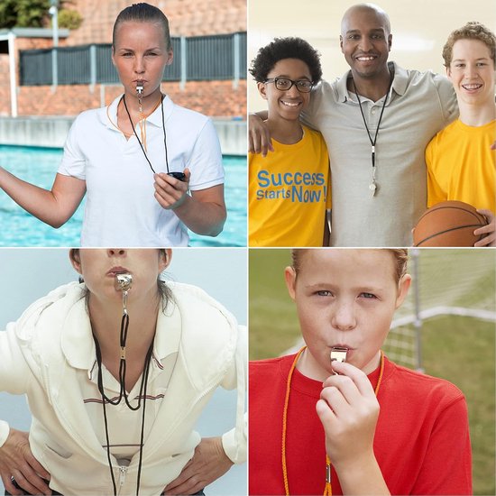 Whistles - Set of 6 - Emergency whistles - Stainless steel whistles - Metal whistles with lanyard - Coach whistles with lanyard - Sports whistles - Loud and clear whistles for referees - Emergencies in training halls - Image 4