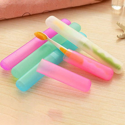 5-Pack - Portable Toothbrush Storage Box - Dustproof Toothbrush Storage Box（Pink + Green + Rose Red + Yellow + Blue） - Image 2