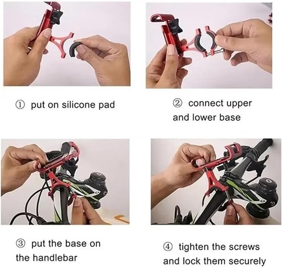 Phone holder for bicycle and motorcycle - Universal phone holder - 360° rotatable and tiltable - Bicycle accessories - Black - Image 2