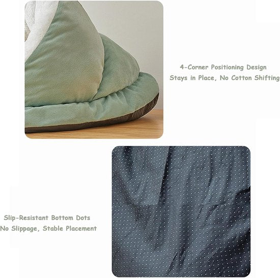 Cat Bed - Comfortable Slipper-Shaped Cat Bed - Semi-Enclosed Pet Den - Suitable for Indoor Cats and Small Dogs - Warm Plush Cat and Dog Bed - Non-Slip Bottom - 50*35*30 cm - Gray - Image 2