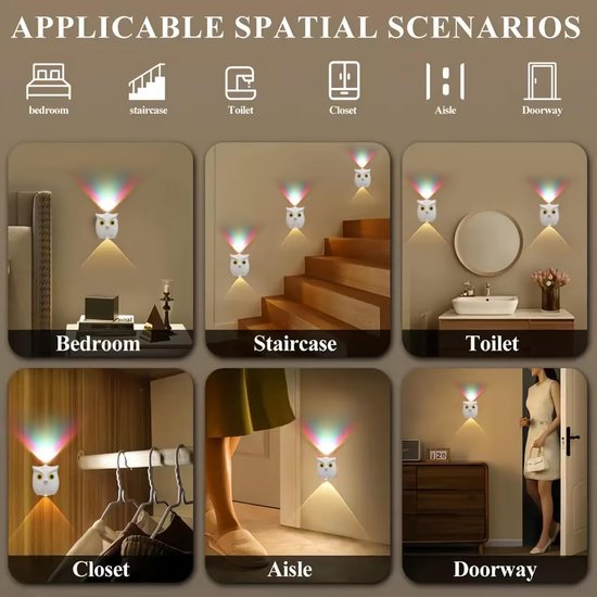 Night light - Mood lamp - LED lighting - Night lamp - LED cabinet light and stair light with sensor - Two-tone - USB rechargeable night light - Magnetic mounting - For children's room, bedroom, hall or corridor, etc. (White) - Image 4