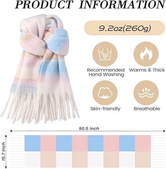 Warm scarf - Colorful winter scarves for women - Warm and thick knitted scarves - Blanket scarves - Stylish Christmas gifts - Gifts for her - Image 3