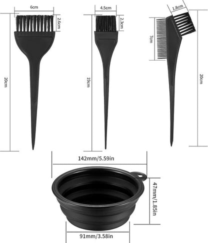 Hair Dye Brush - 4-Piece Hair Dye Brush Set - Hair Dye Brush and Mixing Bowl Set - Double-Sided Hair Dye Brush - Hair Styling Tools - DIY Hair Dye Comb Set - Includes Mixing Bowl - Black - Image 6