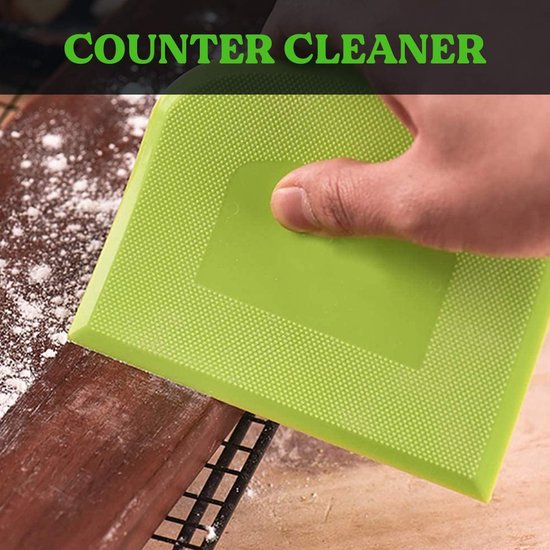 Dough Scraper - 3-Piece - Bread Scraper - Flexible Bowl Scraper - Home Baking Supplies - Green and White - Image 3