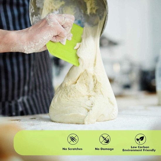 Dough Scraper - 3-Piece - Bread Scraper - Flexible Bowl Scraper - Home Baking Supplies - Green and White - Image 4