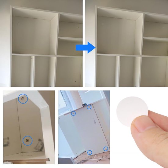 Screw Hole Stickers - 350 White Stickers - Self-adhesive screw covers - Suitable for screw holes in desks, cabinets and furniture. - Image 4